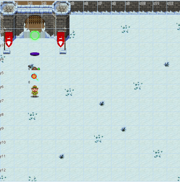 Elf Code Level 6 solution. The elf goes up to the lever, activates it, which disarms the yeeter. They can then go up to the castle gate.