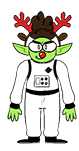 Icy Sickles. He's a troll wearing a white spacesuit and fake red antlers.