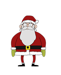 Santa Claus. He's wearing his usual attire: a red suit with a red Christmas hat, and a brown belt with a golden buckle.